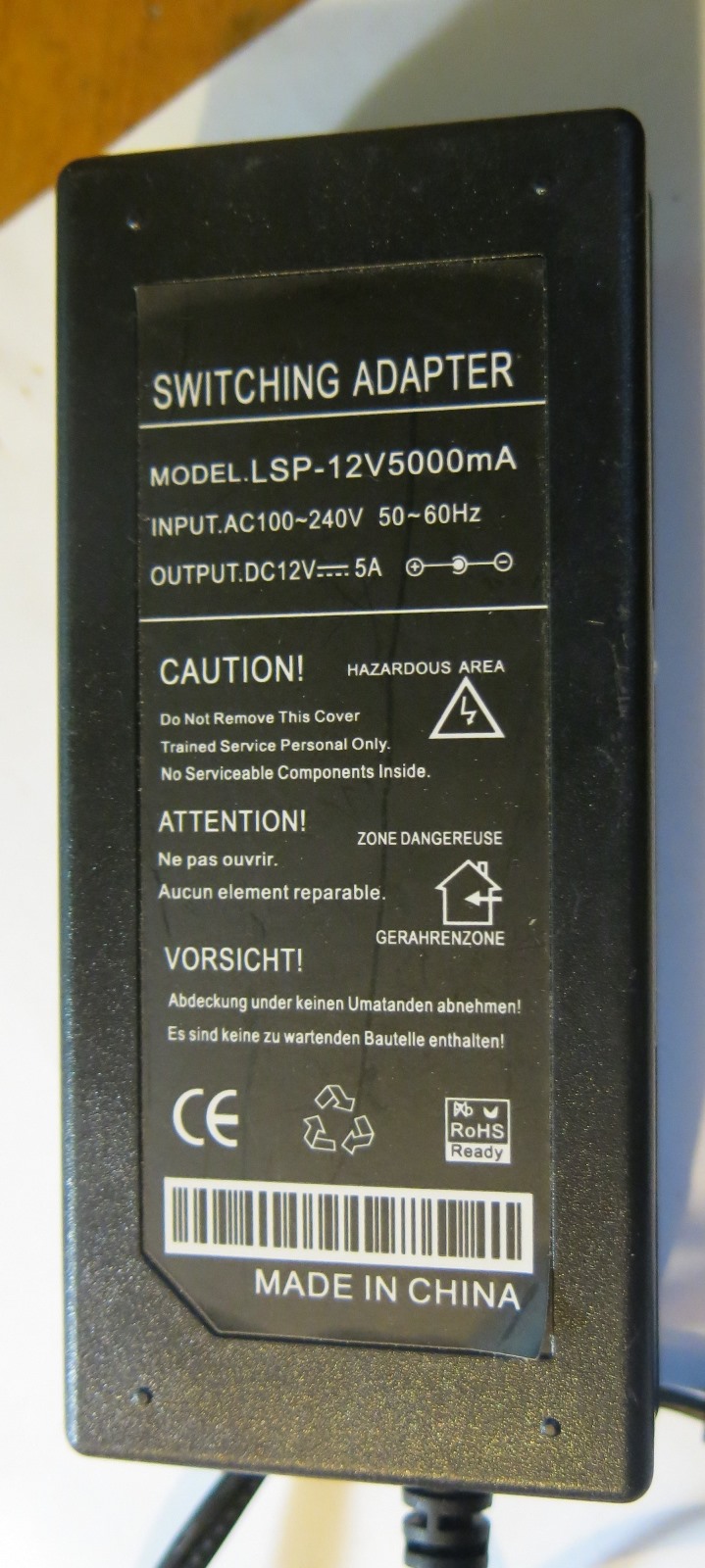 Маркировка блока питания LSP-12V5000mA
