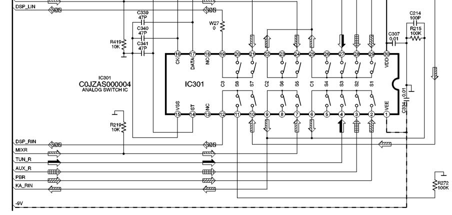 Микросхема переключателей аналоговых входов IC301 NJU7313A