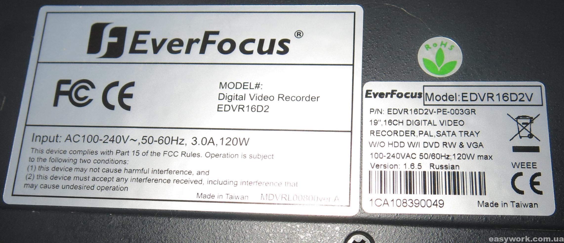 Характеристики видеорегистратора Ever Focus EDVR16D2