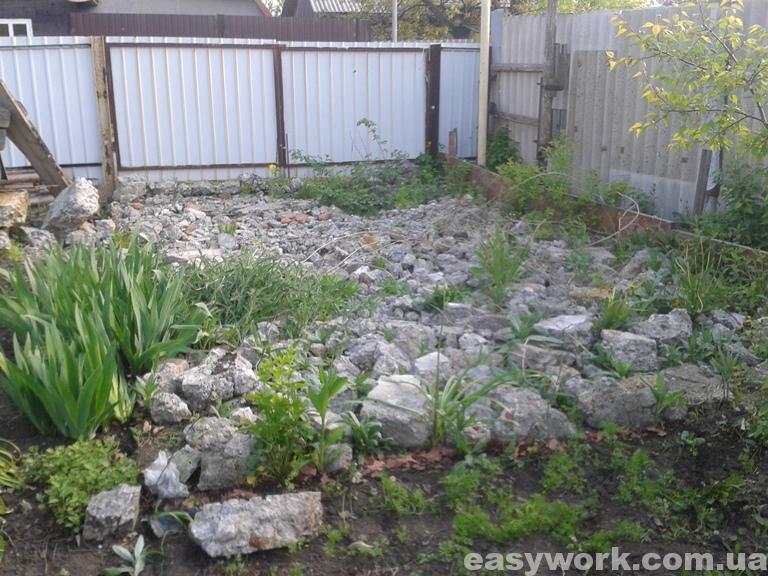 Исходное состояния места под строительство гаража.