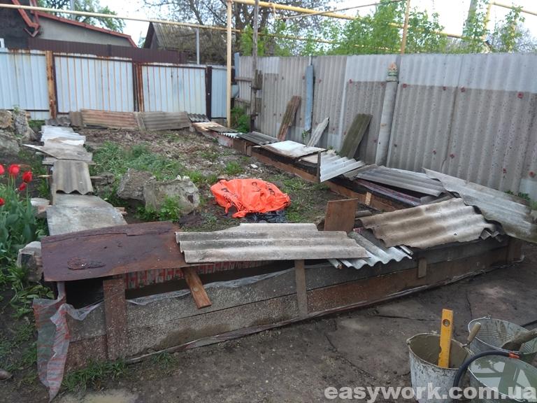 Укрытая опалубка шифером