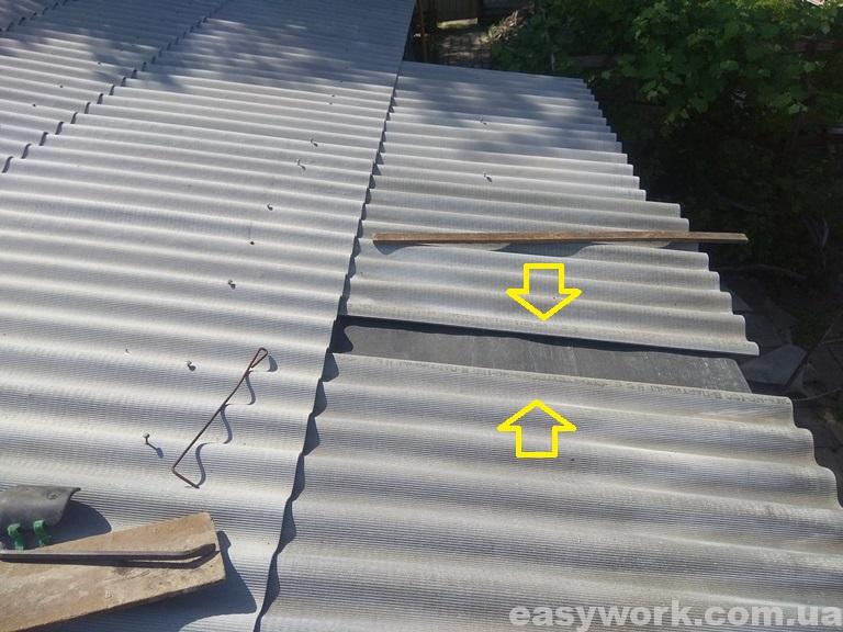 Кладка шифера с противоположных сторон