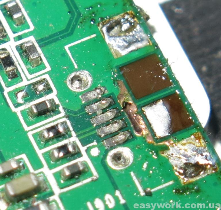 Посадочное место microUSB разъема