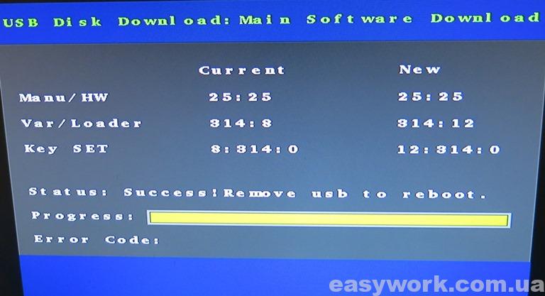Процесс обновления ПО тюнера THOMSON THT702