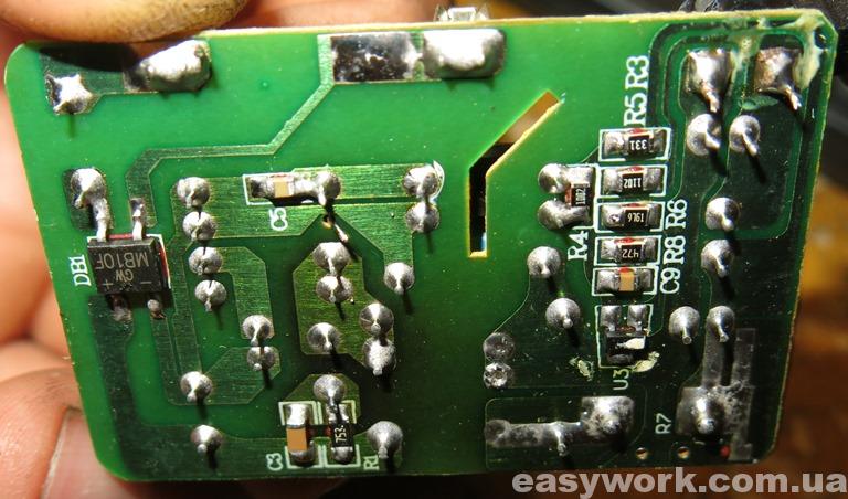 Плата блока питания с обратной стороны