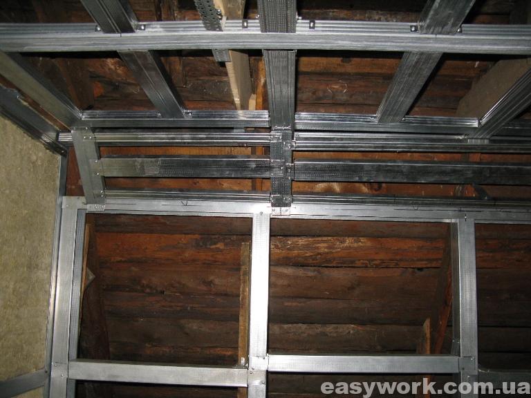 Монтаж металлокаркаса под гипсокартон в детской (фото 12)