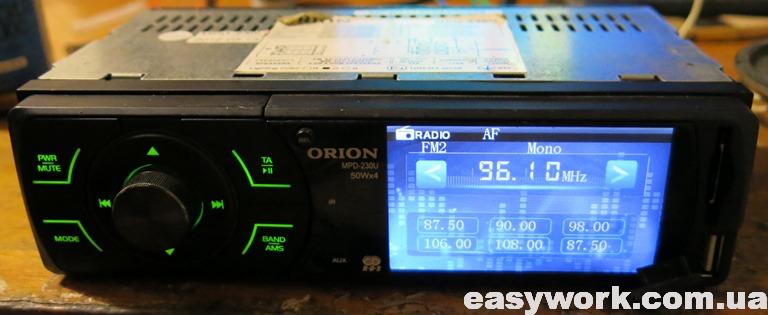 Отремонтированная магнитола ORION MPD-230U