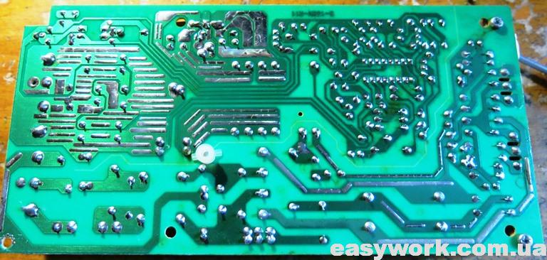 Плата блока питания MEAN WELL S-100-12 с обратной стороны