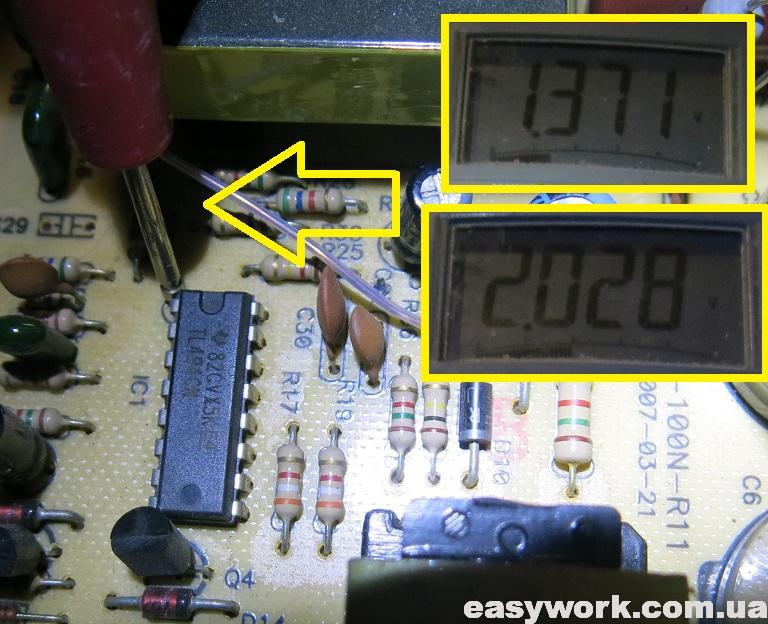 Уровень напряжения на 1-ой ножке