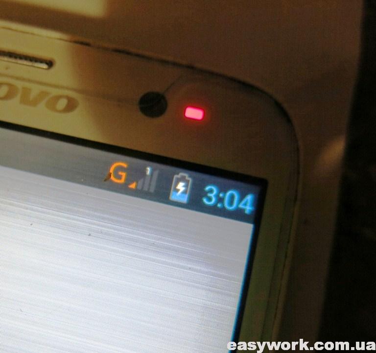 Индикация зарядки Lenovo A850